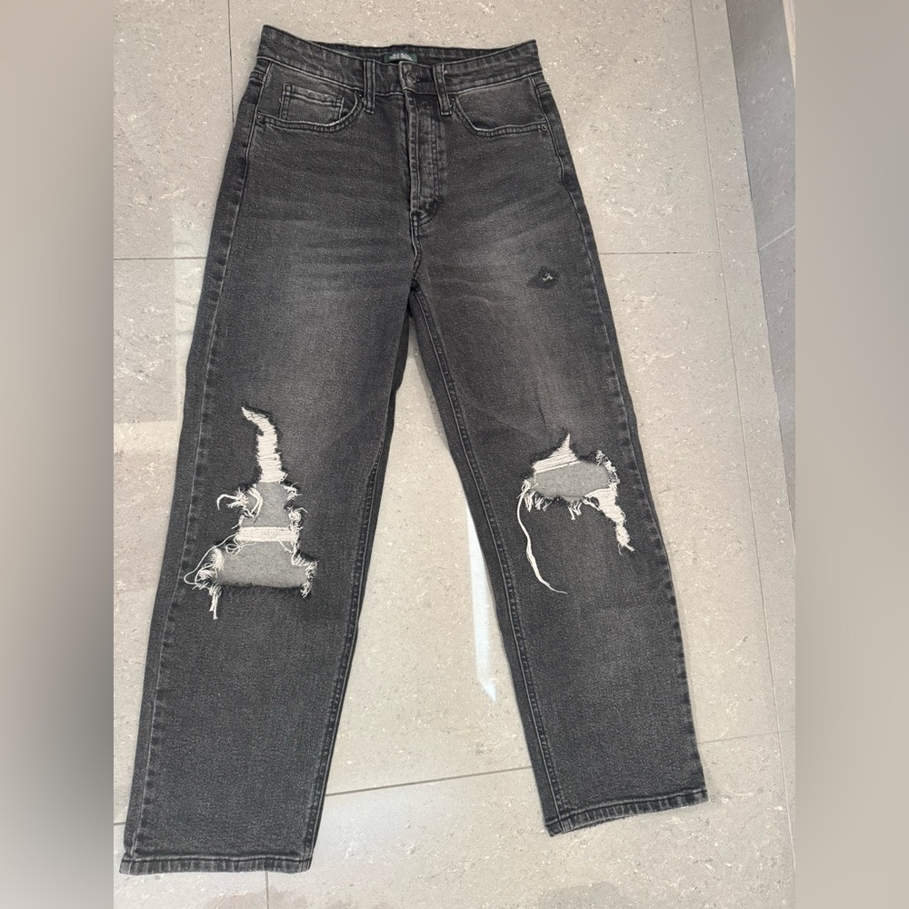 Distressed Black mom Jeans